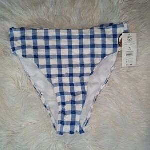No Boundaries Blue and White Gingham Swim Bottoms